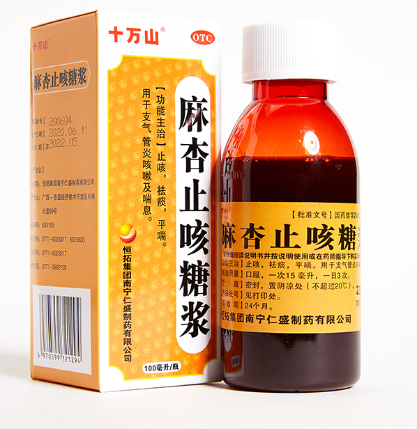 麻杏止咳糖浆     100毫升/瓶